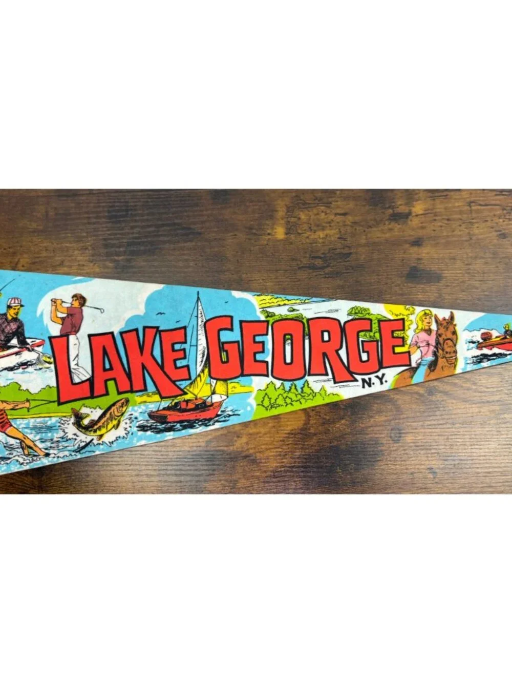 Vintage Lake George NY Vintage Felt Pennant 25 inches